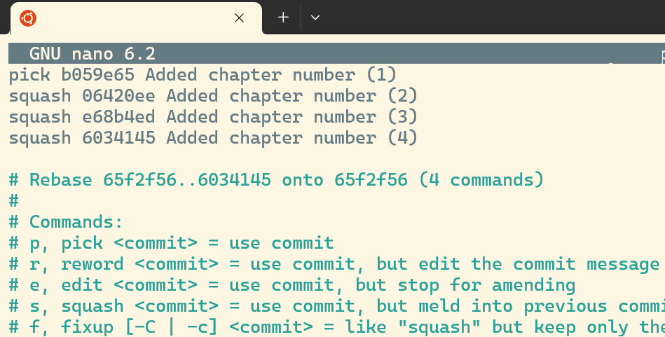 The terminal with the three squish commands
